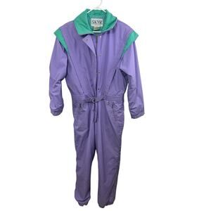 Vtg Skyr Ski Suit One Piece Snowsuit Womens 8 Light Purple 80s Retro Futuristic